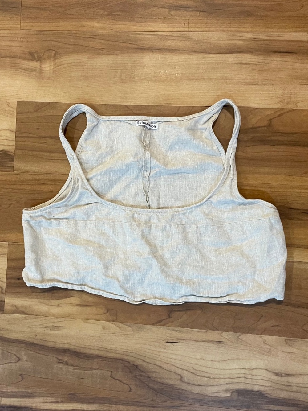 Reformation Adalyn Cropped Tank Top Linen Oatmeal Tan Size 8